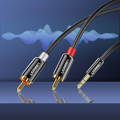 Audiojohto 3.5mm - 2 x RCA UGREEN AV116, 2m, Musta