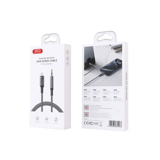 Audio Lightning -kaapeli - 3.5mm XO Design NB-R279A, 1m, Musta