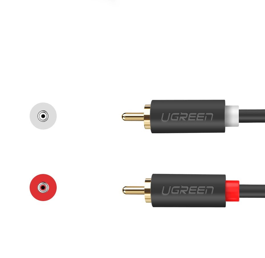 UGREEN AV104 Audio Cable, 2 x RCA - 2 x RCA, 2m, Musta