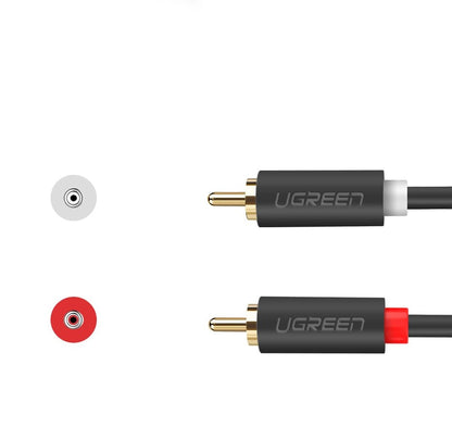 UGREEN AV104 Audio Cable, 2 x RCA - 2 x RCA, 2m, Musta