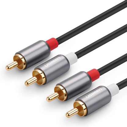 UGREEN AV104 Audio Cable, 2 x RCA - 2 x RCA, 2m, Musta