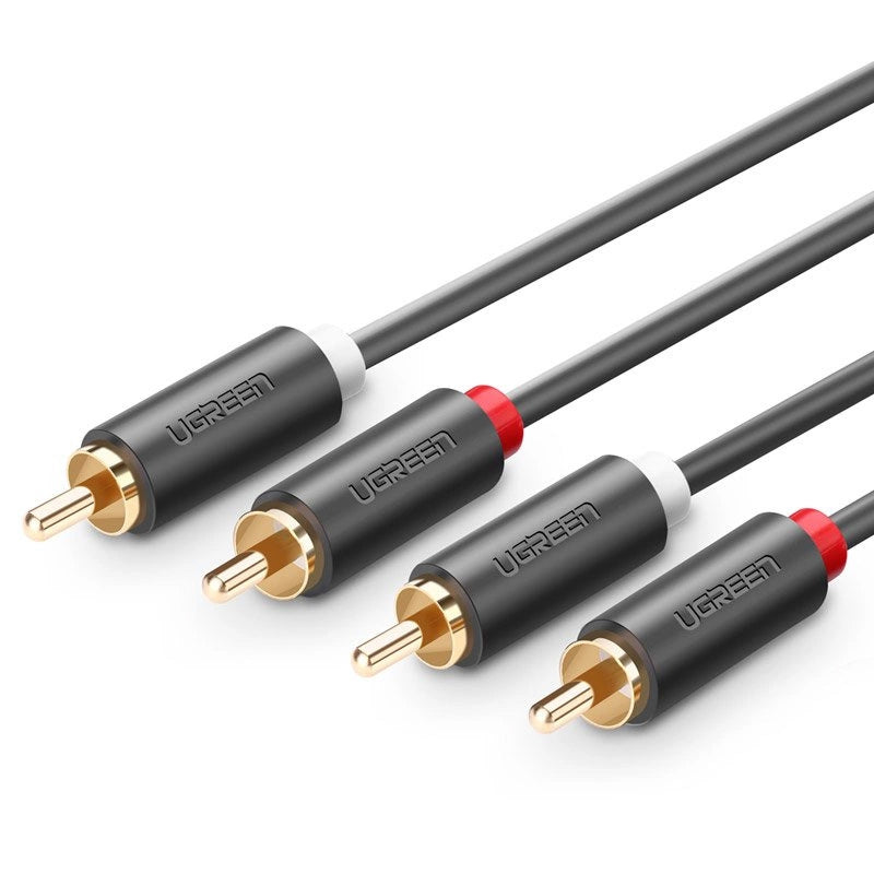 UGREEN AV104 Audio Cable, 2 x RCA - 2 x RCA, 2m, Musta