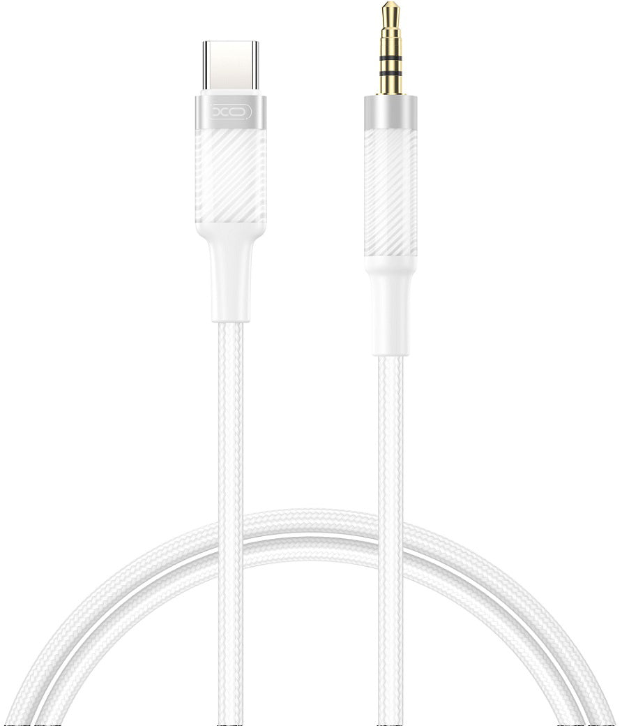 USB-C - 3,5 mm XO Design NB-R279B -audiokaapeli, 1 m, Valkoinen