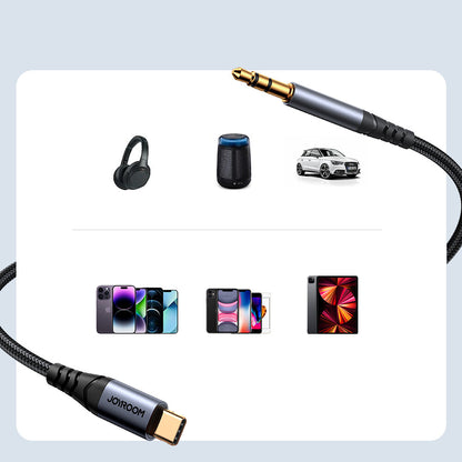 USB-C - 3,5 mm Joyroom SY-A07 -audiokaapeli, 1,2 m, musta