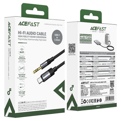 Audio USB-C - 3,5 mm Acefast J11, 1 m, Musta