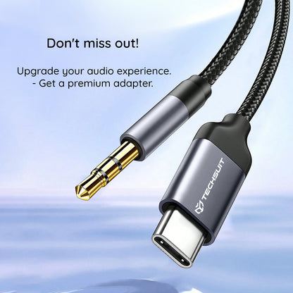 Audiojohto USB-C - 3.5mm Techsuit AC11 FuseXound, 0.5m, Harmaa