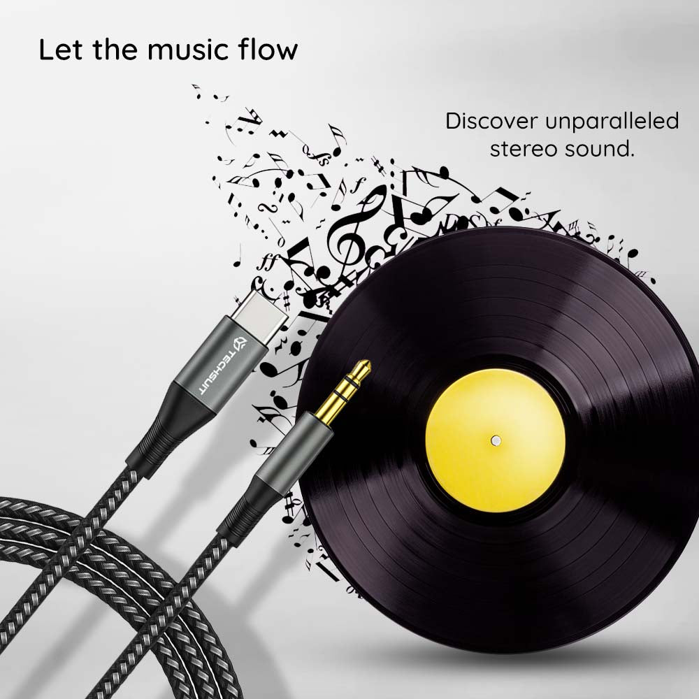 Audiojohto USB-C - 3.5mm Techsuit AC16 NexaSound, 1m, Harmaa