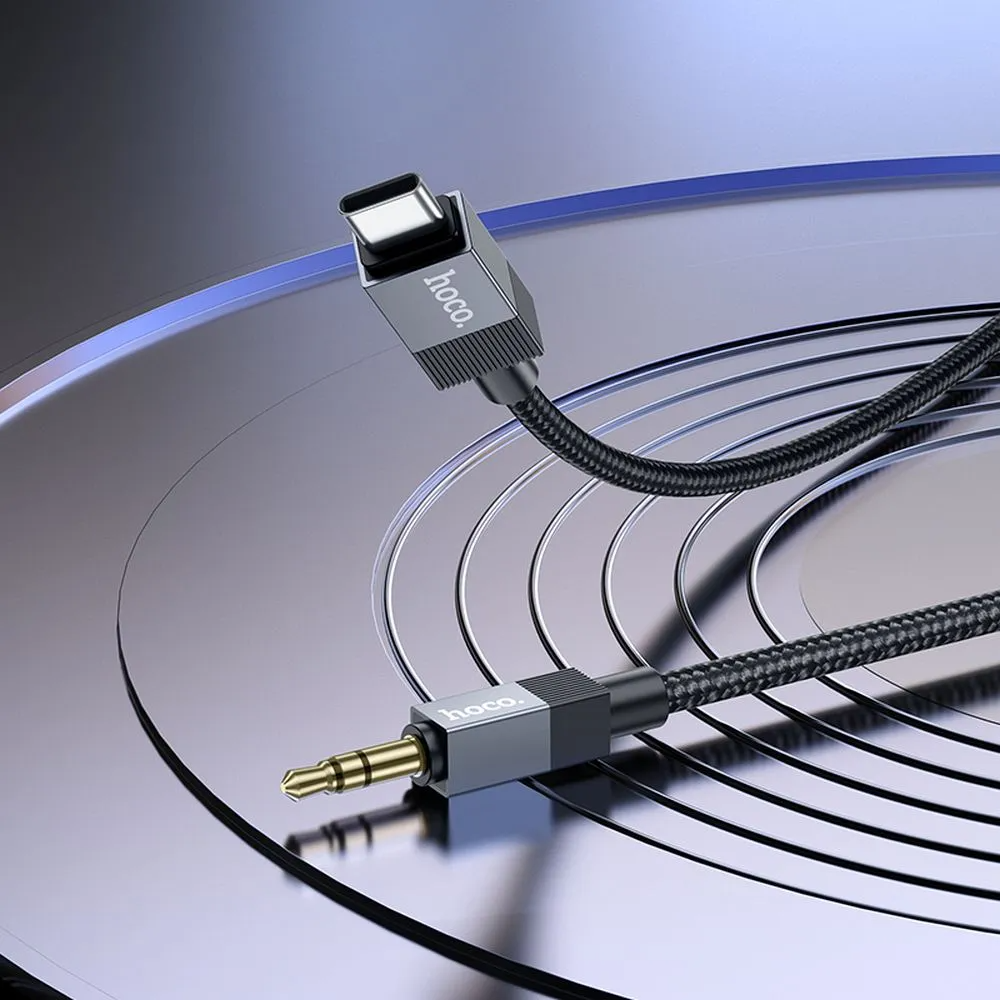 USB-C - 3.5mm HOCO UPA32B -audiokaapeli, 1m, Musta
