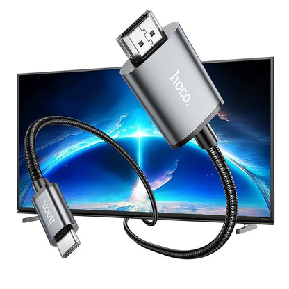 USB-C - HDMI HOCO UA27 Audio- ja Videokaapeli, 2m, Harmaa