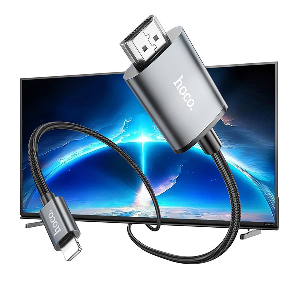Audio- ja videokaapeli Lightning - HDMI HOCO UA27, 2m, Harmaa