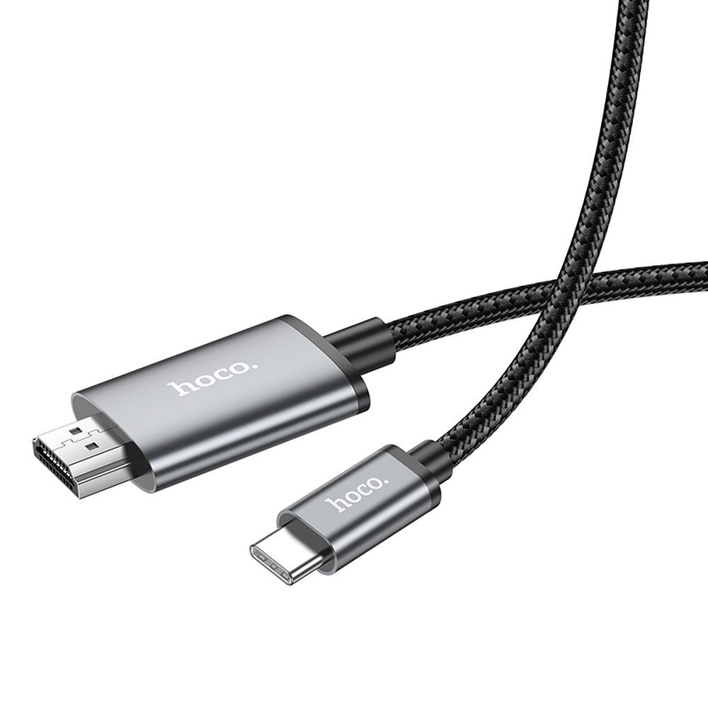 USB-C - HDMI HOCO UA27 Audio- ja Videokaapeli, 2m, Harmaa