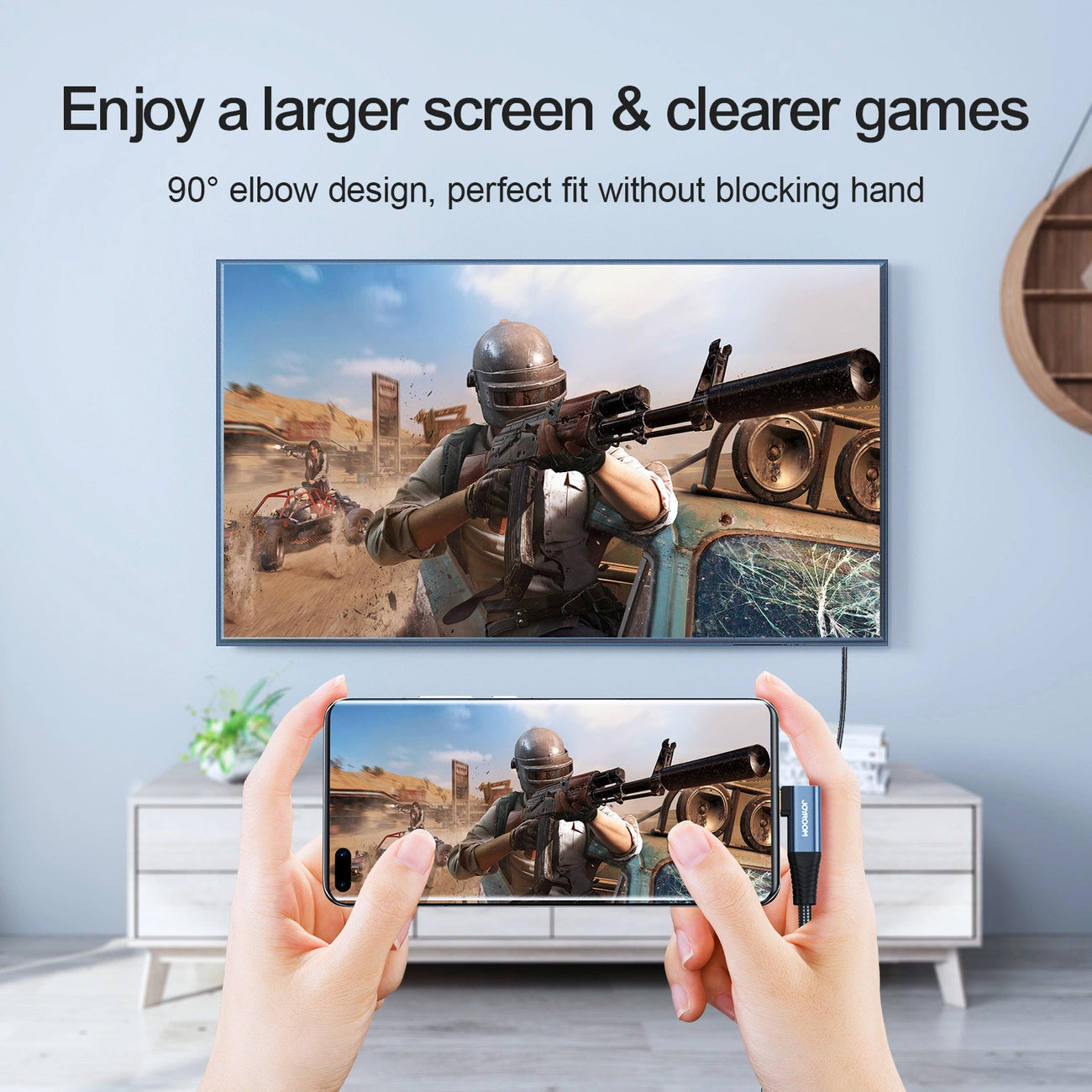 USB-C - HDMI Joyroom SY-20C1 kulma-audio- ja videokaapeli, 2m, harmaa