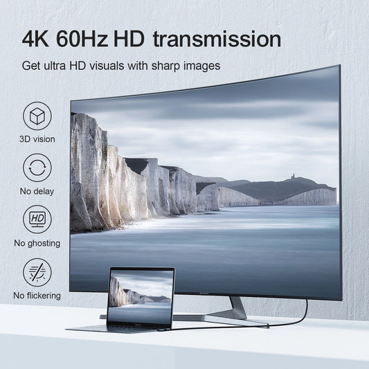 USB-C - HDMI Joyroom SY-20C1 kulma-audio- ja videokaapeli, 2m, harmaa