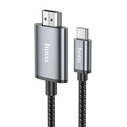 USB-C - HDMI HOCO UA27 Audio- ja Videokaapeli, 2m, Harmaa