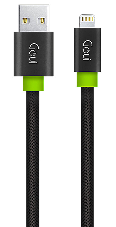 Tieto- ja latauskaapeli USB-A - Lightning Goui Fashion Flat, 18W, 1m, musta G-LC8PINFBF-K