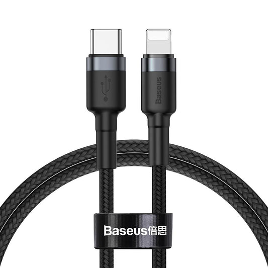 Tieto- ja latauskaapeli USB-C - Lightning Baseus Cafule, 18W, 1m, harmaa CATLKLF-G1 CATLKLF-G1 CATLKLF-G1