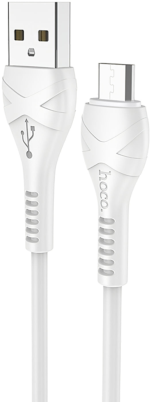 USB-A - microUSB HOCO X37 -lataus- ja tiedonsiirtokaapeli, 18W, 1m, Valkoinen