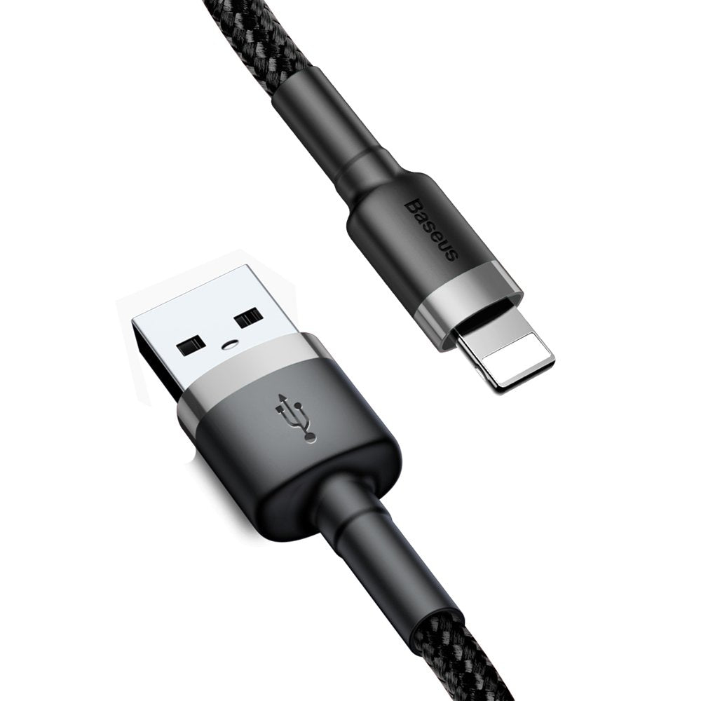 USB-A - Lightning Baseus Cafule -data- ja latauskaapeli, 18W, 3m, Harmaa CALKLF-RG1