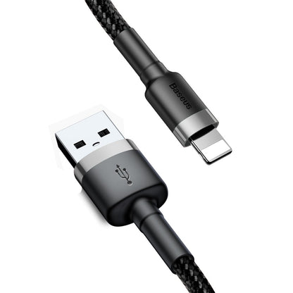 USB-A - Lightning Baseus Cafule -data- ja latauskaapeli, 18W, 3m, Harmaa CALKLF-RG1