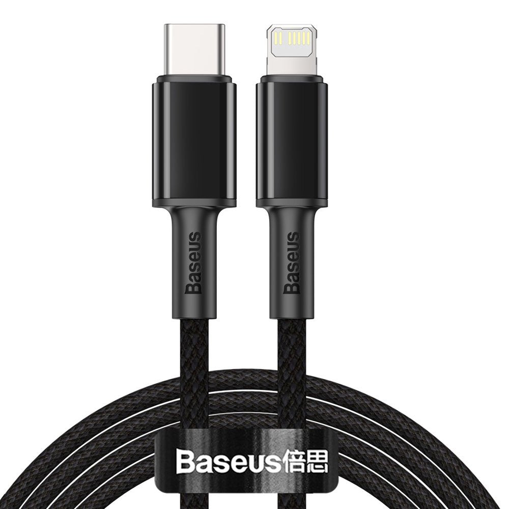 USB-C - Lightning Baseus High Density Braided -tietojen siirto- ja latauskaapeli, 20W, 2m, musta CATLGD-A01