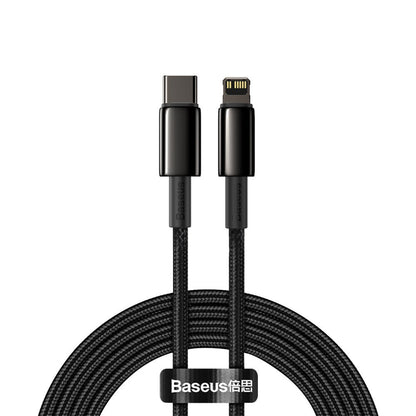 Tieto- ja latauskaapeli USB-C - Lightning Baseus Tungsten Tungsten Gold, 20W, 2m, musta CATLWWJ-A01