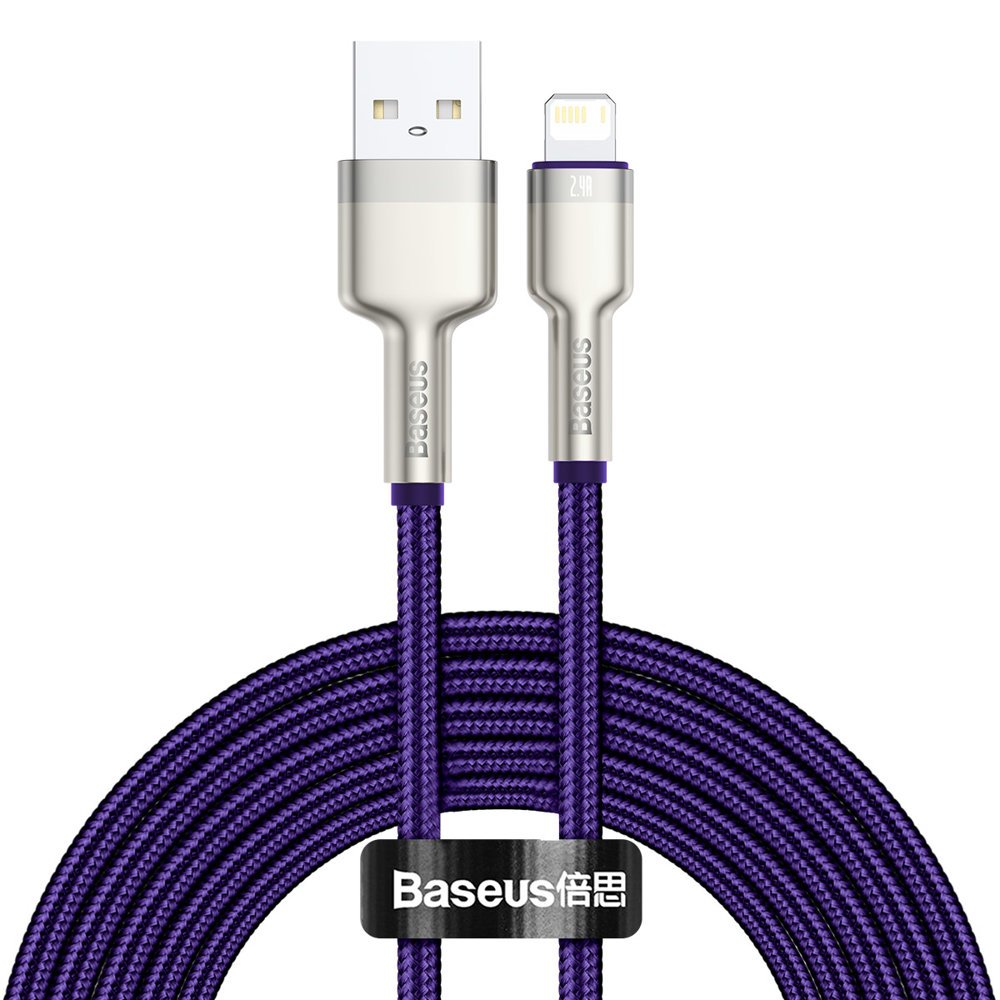 USB-A - Lightning Baseus Cafule Metal Series -data- ja latauskaapeli, 18W, 2m, Violetti CALJK-B05