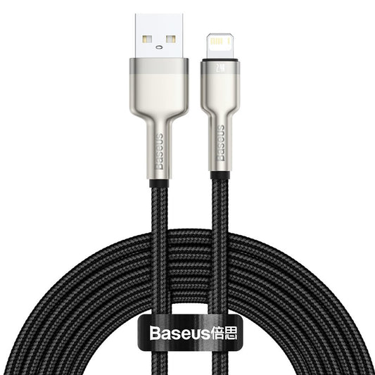 Data- ja latauskaapeli USB-A - Lightning Baseus Cafule Metal Series, 18W, 2m, Musta CALJK-B01