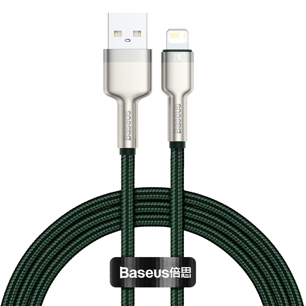 USB-A - Lightning Baseus Cafule Metal Series -data- ja latauskaapeli, 18W, 1m, Vihreä CALJK-A06