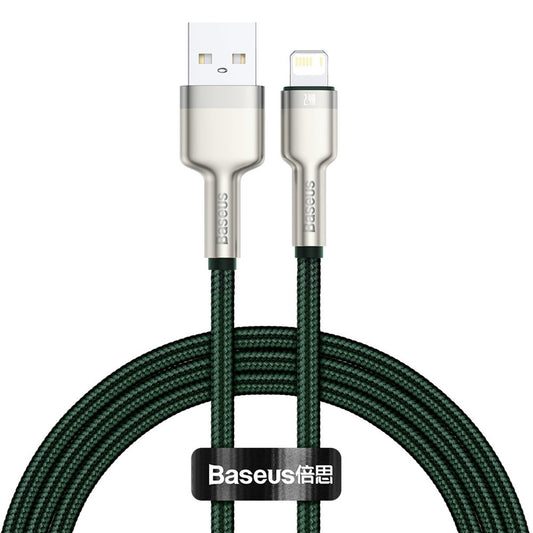 USB-A - Lightning Baseus Cafule Metal Series -data- ja latauskaapeli, 18W, 1m, Vihreä CALJK-A06