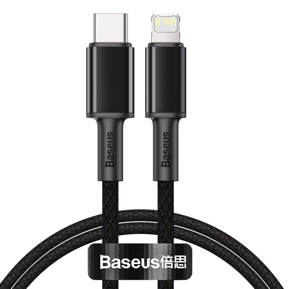 Baseus High Density Braided USB-C - Lightning data- ja latauskaapeli, 20W, 1m, musta CATLGD-01