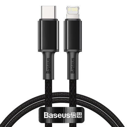 Baseus High Density Braided USB-C - Lightning data- ja latauskaapeli, 20W, 1m, musta CATLGD-01