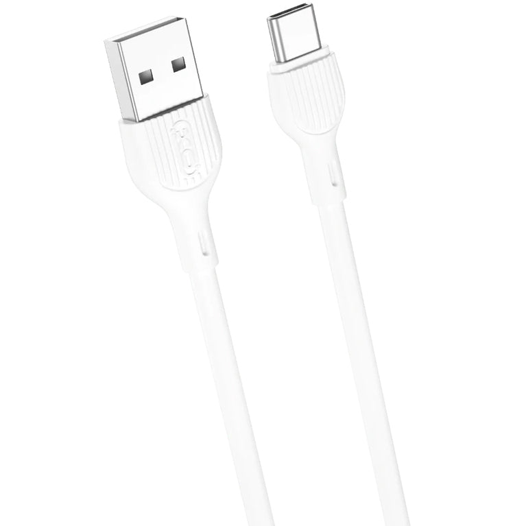USB-A - USB-C -lataus- ja tiedonsiirtokaapeli XO Design NB200, 10W, 1m, Valkoinen