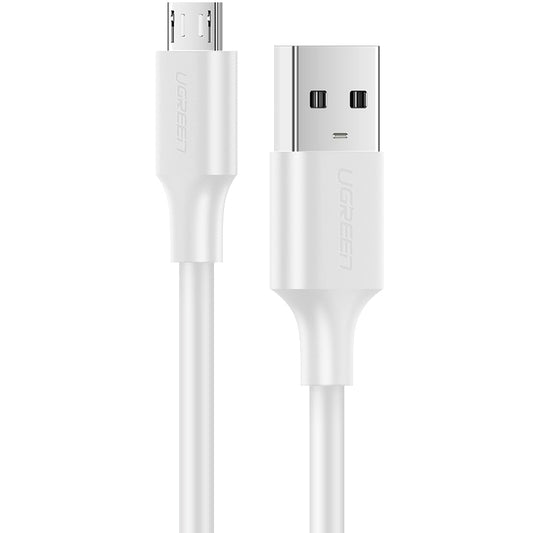 USB-A - microUSB-tietojen ja latauskaapeli UGREEN US289, 18W, 1,5 m, valkoinen