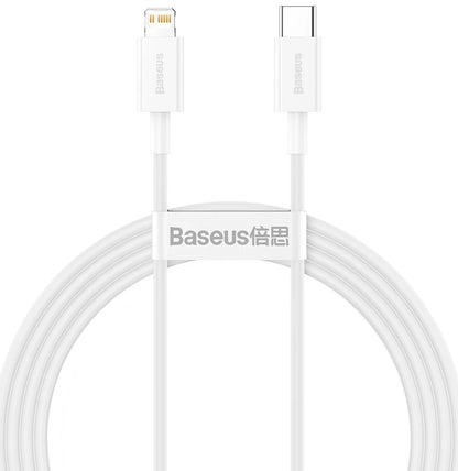 Tieto- ja latauskaapeli USB-C - Lightning Baseus Superior Series, 20W, 1.5m, valkoinen CATLYS-B02 