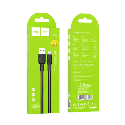 HOCO X69 USB-A - microUSB data- ja latauskaapeli, 18W, 1m, musta 