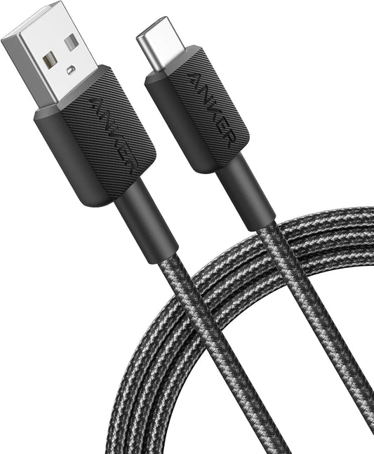 USB-A - USB-C Anker 322 data- ja latauskaapeli, 18W, 1,8m, musta A81H6G11
