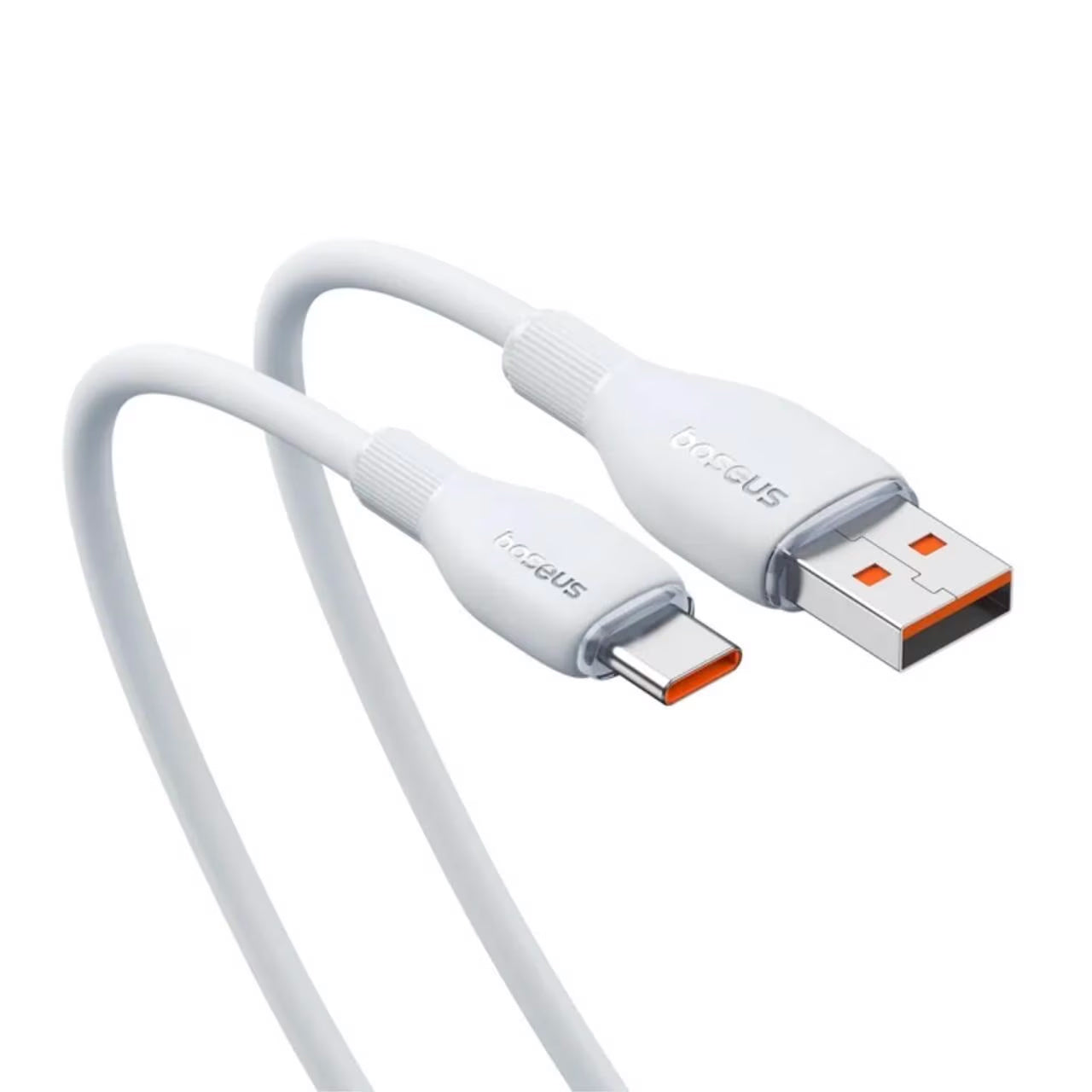 USB-A - USB-C -lataus- ja tiedonsiirtokaapeli Baseus Pudding, 100W, 1.2m, Valkoinen
