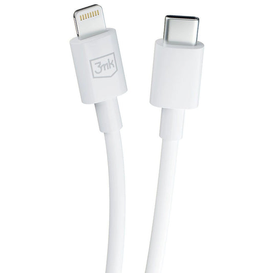 USB-C - Lightning 3MK Hyper -tietojen siirto- ja latauskaapeli, 20W, 1,2 m, valkoinen