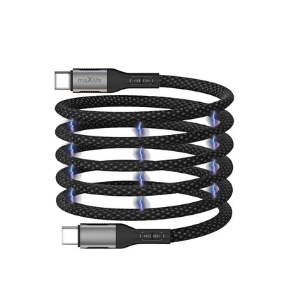 USB-C - USB-C MaXlife MXUC-11 magneettinen data- ja latauskaapeli, 100W, 1m, Musta