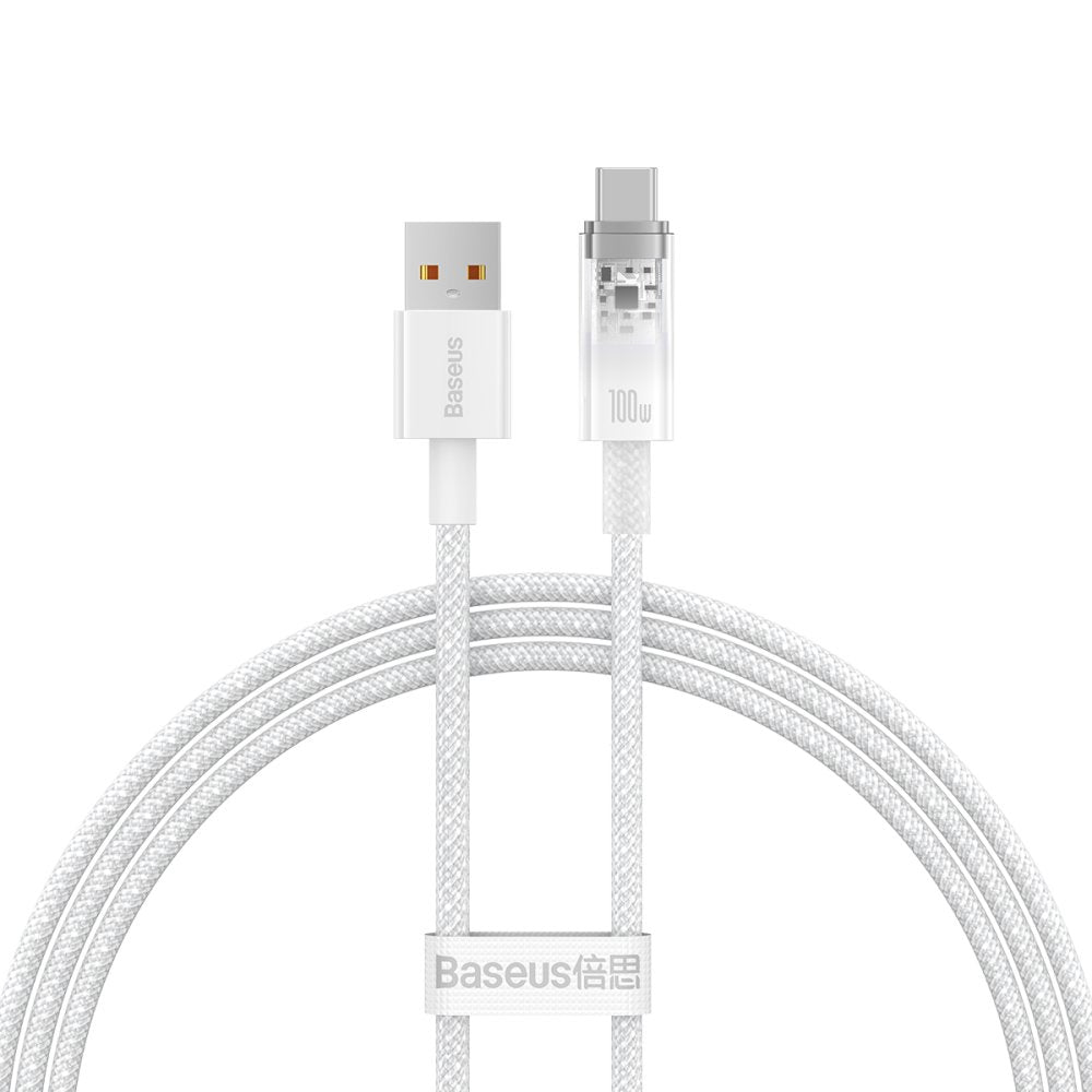 USB-A - USB-C Data- ja Latauskaapeli Baseus Explorer, 100W, 1m, Valkoinen CATS010402