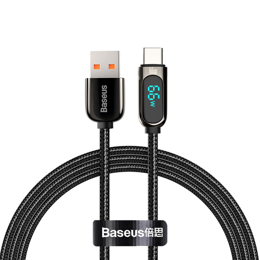 USB-A - USB-C Baseus -data- ja latauskaapeli, 66W, 2m, musta CASX020101