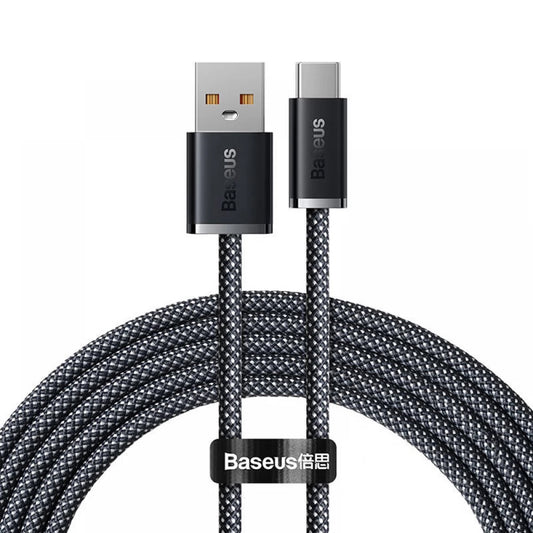 USB-A - USB-C -lataus- ja tiedonsiirtokaapeli Baseus Dynamic Series, 100W, 2m, harmaa CALD000716