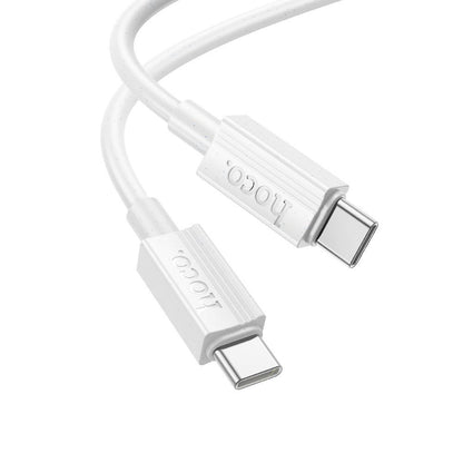 USB-C - USB-C HOCO X107 Data- ja latauskaapeli, 60W, 1m, Valkoinen