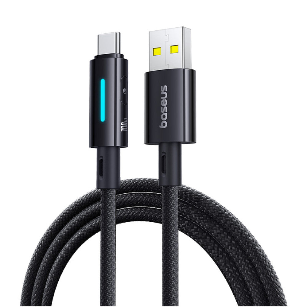 USB-A - USB-C Baseus Lit Button Control -data- ja latauskaapeli, 100W, 2m, Musta P10379002121-01