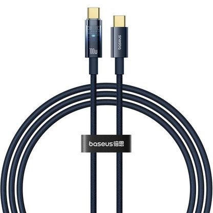 USB-C - USB-C Baseus Explorer -data- ja latauskaapeli, 100W, 1m, Tummansininen P10319704321-00