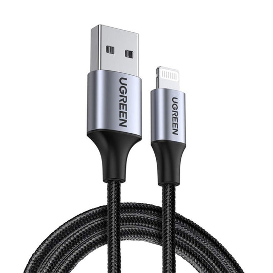 USB-A - Lightning UGREEN US199 Data- ja Latauskaapeli, 18W, 1m, Harmaa