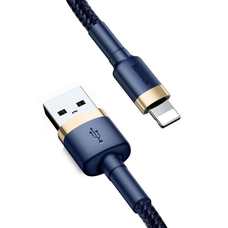 USB-A - Lightning Baseus Cafule -data- ja latauskaapeli, 18W, 2m, Tummansininen CALKLF-CV3