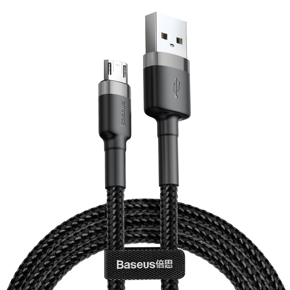 USB-A - microUSB Baseus Cafule -data- ja latauskaapeli, 18W, 2m, Harmaa CAMKLF-CG1