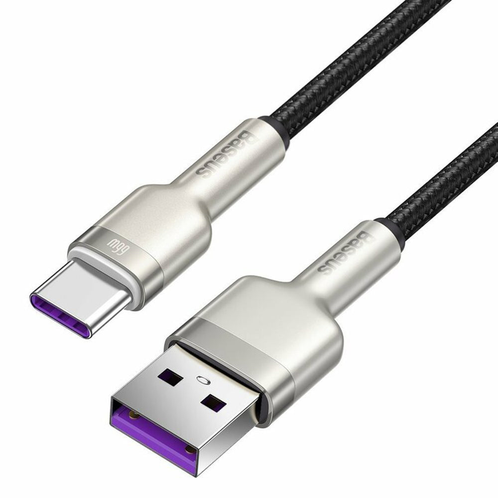 USB-A - USB-C Baseus Cafule Metal Series -data- ja latauskaapeli, 66W, 2m, Musta CAKF000201