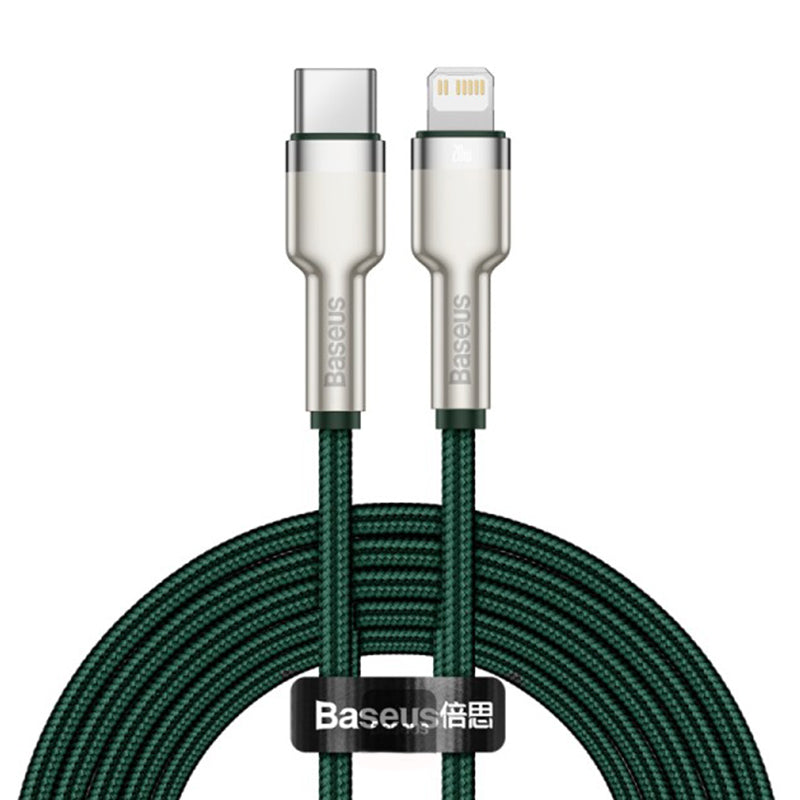 USB-C - Lightning Baseus Cafule Metal Series -data- ja latauskaapeli, 20W, 2m, Vihreä CATLJK-B06